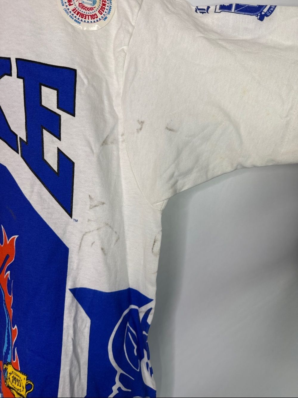 Vintage FOTL Duke University Blue Devils 1991 Deadstock Tshirt Size Large - Picture 2 of 11